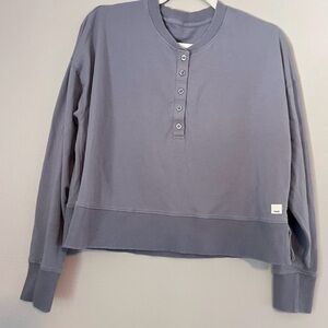 Vuori Laguna Organic Cotton Stretch Long Sleeve Henley Sweatshirt Flint Gray S